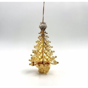 2003 Danbury Mint O Christmas Tree Annual Ornament 23kt Gold Plated Brass 4"